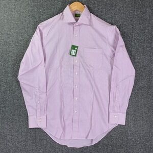 Sid Mashburn Dress Shirt Men 15 Pink Stripe Spread Collar Business Old Money NEW